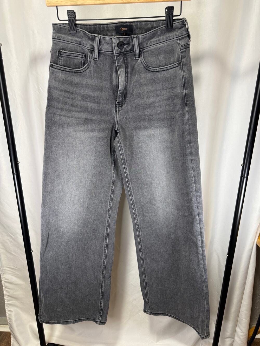 Quince Women’s Size 27 Gray Wide Leg Jeans High Rise Organic Cotton Stretch